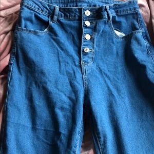 Bell bottom blue jeans